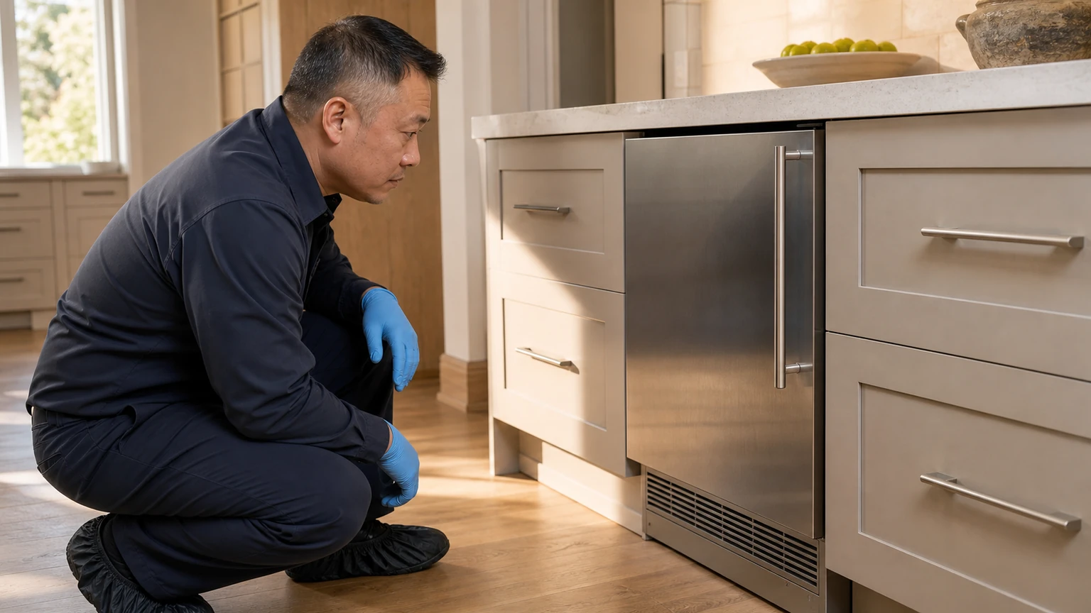 Undercounter ice maker diagnostic visit in the service area